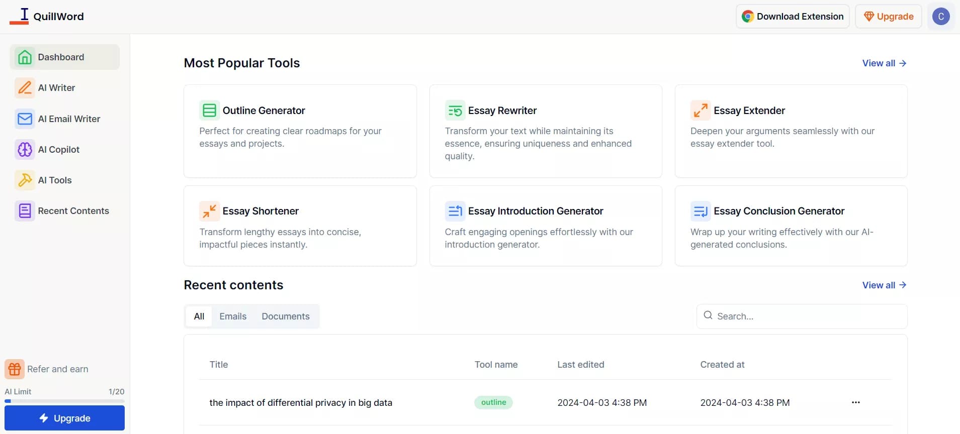 QuillWord Best AI tool compared to other