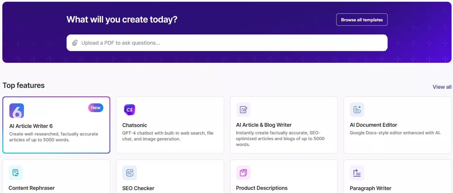 Generative AI Platform for Content Creation, SEO and AI Chatbots.